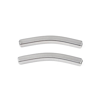 201 Stainless Steel Beads, Curved Tube, Stainless Steel Color, 40x7x4mm, Hole: 2mm