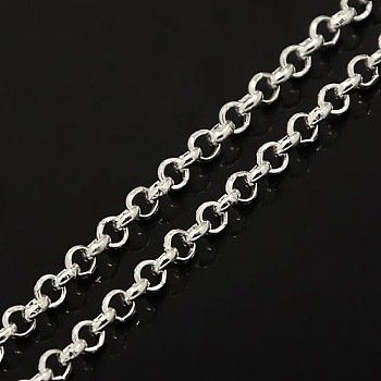 Iron Rolo Chains, Belcher Chain, Unwelded, Lead Free, Silver Color Plated, Size: Chain: about 2.5mm in diameter, 1mm thick