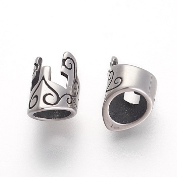 304 Stainless Steel Beads, Crown, Antique Silver, 13x8x9mm, Hole: 6mm