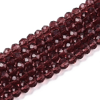 Glass Beads Strands, Faceted, Rondelle, Coconut Brown, 3.5~3.8x3mm, Hole: 0.4mm, about 113~115pcs/strand, 12.80~12.99 inch(32.5~33cm)