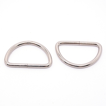 Iron D Rings, Buckle Clasps, For Webbing, Strapping Bags, Garment Accessories, Platinum, 30x46x3.8mm