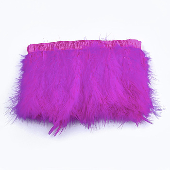 Turkey Feather Fringe Trimming, Costume Accessories, Dyed, Magenta, 120~180mm, about 2m/bag