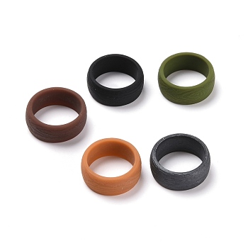 Silicone Finger Rings, Textured, Mixed Color, US Size 8 1/2(18.5mm), 5pcs/bag