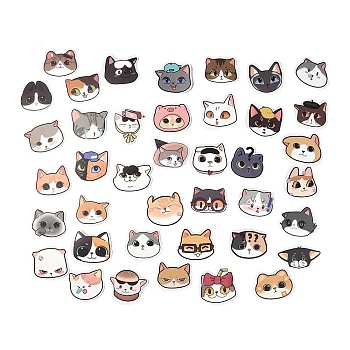 40Pcs 40 Styles Paper Cartoon Stickers Sets, Adhesive Decals for DIY Scrapbooking, Photo Album Decoration, Cat Pattern, 38~54x55~59x0.2mm 1pc/style