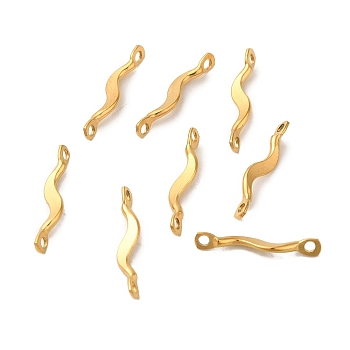 Ion Plating(IP) 304 Stainless Steel Links Connector Charms, Twisted Bar, Real 18K Gold Plated, 15x2x3mm, Hole: 1.2mm