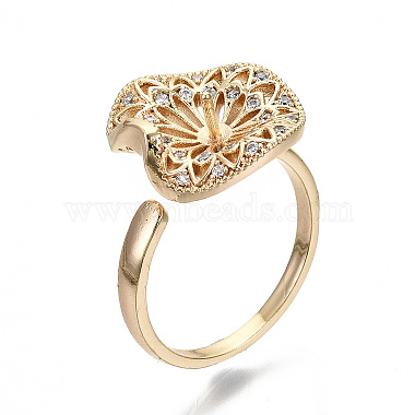 Brass Micro Pave Clear Cubic Zirconia Peg Bails Cuff Finger Ring Settings(KK-S354-284-NF)-4