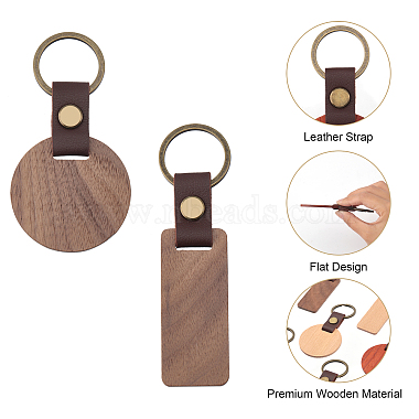 6Pcs 6 Style Wooden Pendant Keychain(KEYC-CA0001-52)-4