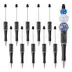 Plastic Beadable Pens, Shaft Black Ink Ballpoint Pen, for DIY Pen Decoration, Black, 146x14.5mm, Pin: 1.8mm(BT-TAC0003-08D)