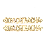 Brass Pave Clear Cubic Zirconia Connector Charm, Word Charms, Long-Lasting Plated, Rack Plating, Lead Free & Cadmium Free, Golden, 7x44x3.5mm, Hole: 1.2mm(KK-F931-25G)