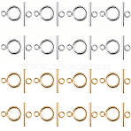 30Sets 2 Colors 304 Stainless Steel Toggle Clasps, Golden & Silver, Ring: 16.5x12x2mm, Hole: 3mm, Bar: 18x7x2mm, Hole: 3mm, 15sets/color(STAS-SC0021-29)