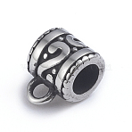 Retro 304 Stainless Steel Tube Bails, Loop Bails, Bail Beads, Column, Antique Silver, 9.5x7x6.5mm, Hole: 2mm, Inner Diameter: 4mm(STAS-L243-045AS)