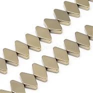 Electroplate Non-magnetic Synthetic Hematite Bead Strands, Rhombus, Light Gold Plated, 7x10x3mm, Hole: 1mm, about 63pcs/strand, 15.7 inch(G-Q486-13G)