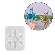 Christmas Theme DIY Snowflake Pendant Silicone Molds, Resin Casting Molds, for UV Resin & Epoxy Resin Jewelry Making, White, 93x77x10mm, Hole: 5mm, Inner Diameter: 81x62mm(DIY-F114-30)