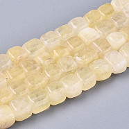 Natural Dolomite Beads Strands, Dyed, Cube, Champagne Yellow, 7~8x7~8x7~8mm,  Hole: 1.2mm, about 50~52pcs/strand, 14.76 inch~15.35 inch(37.5cm~39cm)(G-T131-56H)