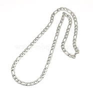 Fashionable 304 Stainless Steel Figaro Chain Necklaces for Men, with Lobster Claw Clasps, Stainless Steel Color, 21.65 inch(55cm), 6mm(X-STAS-A028-N017P)