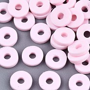 Handmade Polymer Clay Beads, for DIY Jewelry Crafts Supplies, Disc/Flat Round, Heishi Beads, Pink, 6x1mm, Hole: 2mm, about 1175pcs/50g(X-CLAY-Q251-6.0mm-33)
