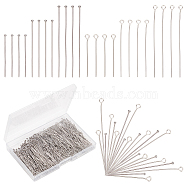 Elite 600Pcs 6 Styles 304 Stainless Steel Pins Set, Including Eye Pins ang Ball Head Pins, Stainless Steel Color, 30~50mm, Hole: 2mm, Pin: 0.6~0.7mm, 100pcs/style(STAS-PH0005-25)