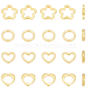 20Pcs 4 Style Rack Plating Alloy Bead Frame, Long-Lasting Plated, Lead Free & Cadmium Free, Heart & Round Ring & Flower, Light Gold, 11.5~15x12.5~15x2.5~3mm, Hole: 1.2~1.4mm, Inner Diameter: 6~9mm, 5pcs/style(FIND-CA0006-18)