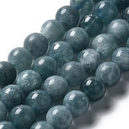 Dyed Natural Malaysia Jade Beads Strands, Round, Cadet Blue, 8mm, Hole: 1mm, about 22~24pcs/strand, 7.48~7.87 inch(19~20cm)(G-G021-01B-01)