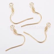 304 Stainless Steel Earring Hooks, Ear Wire, with Horizontal Loop, Golden, 21x21x2.5mm, Hole: 2.5mm, 20 Gauge, Pin: 0.8mm(STAS-H436-06)