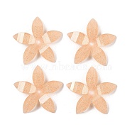 Epoxy Resin Glitter Powder Decoden Cabochons, Flower, Sandy Brown, 29x29x4mm(CRES-S367-04)