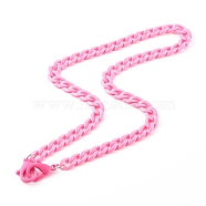 Personalized Acrylic Curb Chain Necklaces, Eyeglass Chains, Handbag Chains, with Plastic Lobster Claw Clasps, Hot Pink, 24 inch(61cm)(NJEW-JN03515-03)