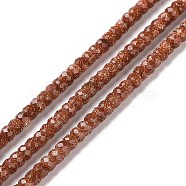 Synthetic Goldstone Beads Strands, Faceted, Rondelle, 3x2mm, Hole: 0.6mm, about 165pcs/strand, 14.96''(38cm)(G-H280-08)