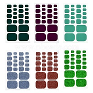 Solid Color Full-Cover Glitter Toenail Wraps, Glitter Powder Self-adhesive Toenail Art Polish Decals, for Woman Girls DIY Toenails Art Design, Mixed Color, 92x57mm, 20pcs/sheet(MRMJ-N011-36-M)