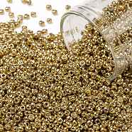 TOHO Round Seed Beads, Japanese Seed Beads, (557) Gold Metallic, 11/0, 2.2mm, Hole: 0.8mm, about 1110pcs/bottle, 10g/bottle(SEED-JPTR11-0557)