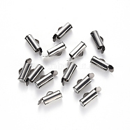 304 Stainless Steel Slide On End Clasp Tubes, Slider End Caps, Stainless Steel Color, 6x10x4mm, Hole: 3x1.5mm, Inner Diameter: 3mm(STAS-S115-01C-P)