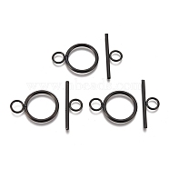 304 Stainless Steel Toggle Clasps, Ring, Electrophoresis Black, Ring: 28x20x2mm, Hole: 5.5mm, Bar: 30x10x2mm, Hole: 5.5mm(STAS-M277-05B)