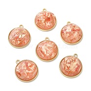 Resin Shell Pendants, with Alloy Findings, Half Round, Light Salmon, 25.5x22x9mm, Hole: 2mm(RESI-D054-02LG-06)