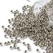 TOHO Round Seed Beads, Japanese Seed Beads, (713) Olympic Silver Metallic, 8/0, 3mm, Hole: 1mm, about 222pcs/10g(X-SEED-TR08-0713)