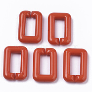 Opaque Acrylic Linking Rings, Quick Link Connectors, For Jewelry Cross Chains Making, Rectangle, Red, 30x20x6mm, Inner Diameter: 8x18mm, about 210pcs/500g(SACR-R248-03E)