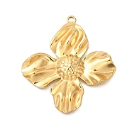 PVD Vacuum Plating 201 Stainless Steel Pendants, Flower Charm, Real 18K Gold Plated, 32x29x3mm, Hole: 1.6mm(STAS-C111-02A-G)