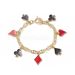 Playing Cards Alloy Enamel Charm Bracelet, 304 Stainless Steel Jewelry for Women, Colorful, 7-1/2 inch(19cm)(BJEW-JB09935)