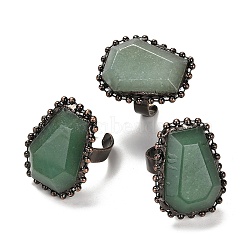 Natural Green Aventurine Open Cuff Ring, with Brass Findings, Nuggets, Inner Diameter: 17.5~18mm(RJEW-M166-03R-D)