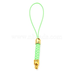 Korean Polyester Thread Pendants Decorations, with Golden Tone Brass Findings, Lime, 73mm, Hole: 1.6mm(FIND-K011-01G-01)