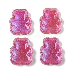 Translucent Epoxy Resin Glitter Powder Decoden Cabochons, Bear, Camellia, 28x23x5mm(CRES-S367-10)