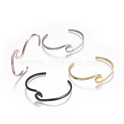 304 Stainless Steel Cuff Bangles, Mixed Color, 2-1/4 inchx1-3/4 inch(5.65x4.6cm)(BJEW-G611-01)