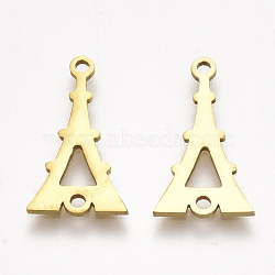 201 Stainless Steel Links connectors, Laser Cut Links, Eiffel Tower, Golden, 17.5x10x1mm, Hole: 1.5mm(X-STAS-S106-70G)