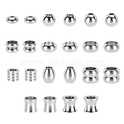 22Pcs 11 Styles Stainless Steel Beads, Mixed Shapes, Stainless Steel Color, 7~10x4~11mm, Hole: 2.5~7.5mm, 2pcs/style(STAS-GA0001-75)