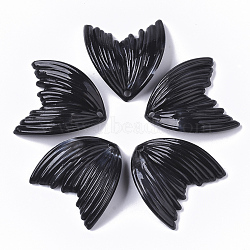 Acrylic Pendants, Imitation Gemstone Style, Wing, Black, 27x25.5x3mm, Hole: 2mm(X-OACR-T021-001A)