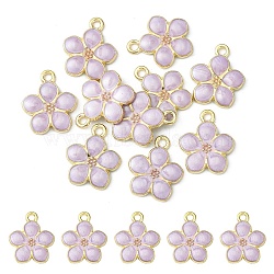 10Pcs Light Gold Plated Alloy Enamel Pendants, Flower, Cadmium Free & Lead Free, Dark Orchid, 17x14.5x1.5mm, Hole: 1.6mm(ENAM-YW0002-15A)