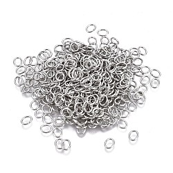 Tarnish Resistant 304 Stainless Steel Jump Rings, Open Jump Rings, Oval, Stainless Steel Color, 5x4x0.6mm, Inner Diameter: 2.5x3.5mm(STAS-F250-11P-K)