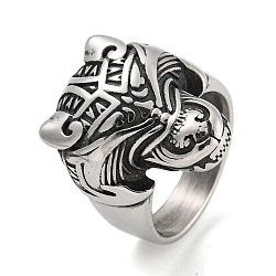 304 Stainless Steel Ring, Tiger, Inner Diameter: 19mm(RJEW-B055-05AS-02)