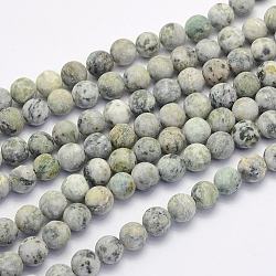 Natural Crazy Agate Beads Strands, Round, Dyed & Heated, Frosted, Cornsilk, 8~8.5mm, Hole: 1mm, about 47pcs/strand, 14.9 inch(38cm)(X-G-G707-8mm-B12)