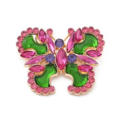 Butterfly Alloy Rhinestone Brooches, with Glass , Camellia, 44x57mm(JEWB-E041-06KCG-01)