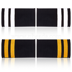 4 Pairs 2 Colors Rectangle Polyester Pilot Epaulettes, Sew on Felt Cloth Shoulder Badges, Black, 90~92x49~50x2~2.5mm, 2 pairs/color(FIND-GA0003-89)