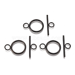 304 Stainless Steel Toggle Clasps, Ring, Electrophoresis Black, Ring: 28x20x2mm, Hole: 5.5mm, Bar: 30x10x2mm, Hole: 5.5mm(STAS-M277-05B)